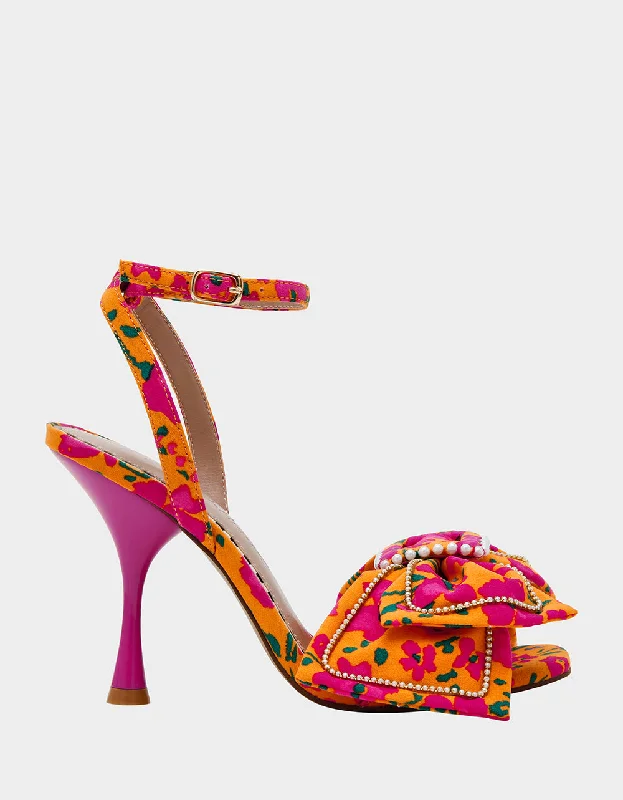 Stiletto Heel Pumps with Perfect Fit--DENLY ORANGE FLORAL-Fashionable & Classic