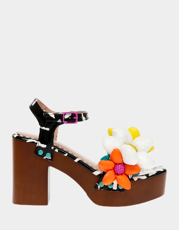 Stiletto Heel Pumps with Perfect Fit--KINSLEE BLACK MULTI-Fashionable & Classic