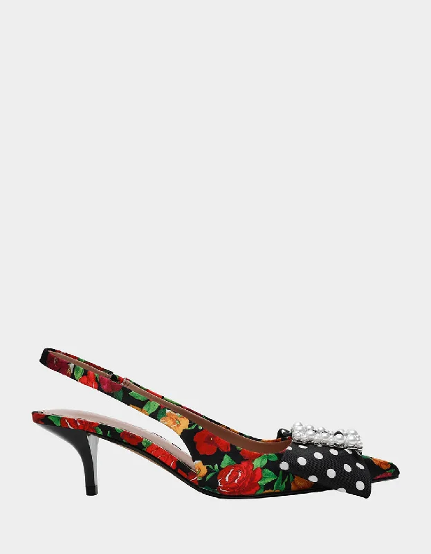 Stiletto Heel Pumps with Perfect Fit--BIRDY BLACK ROSE MULTI-Fashionable & Classic