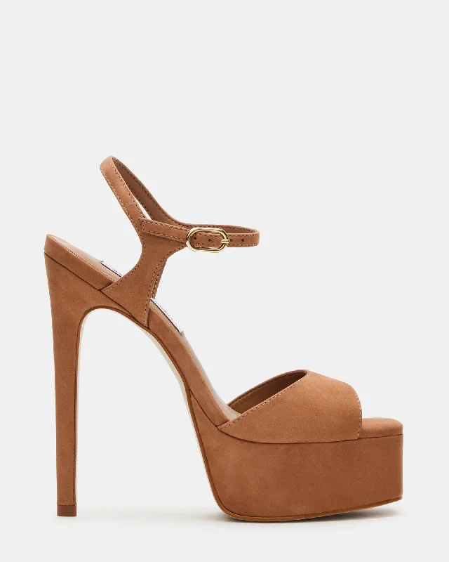 Versatile Heeled Sandals for Any Occasion---COLOGNE TAN NUBUCK