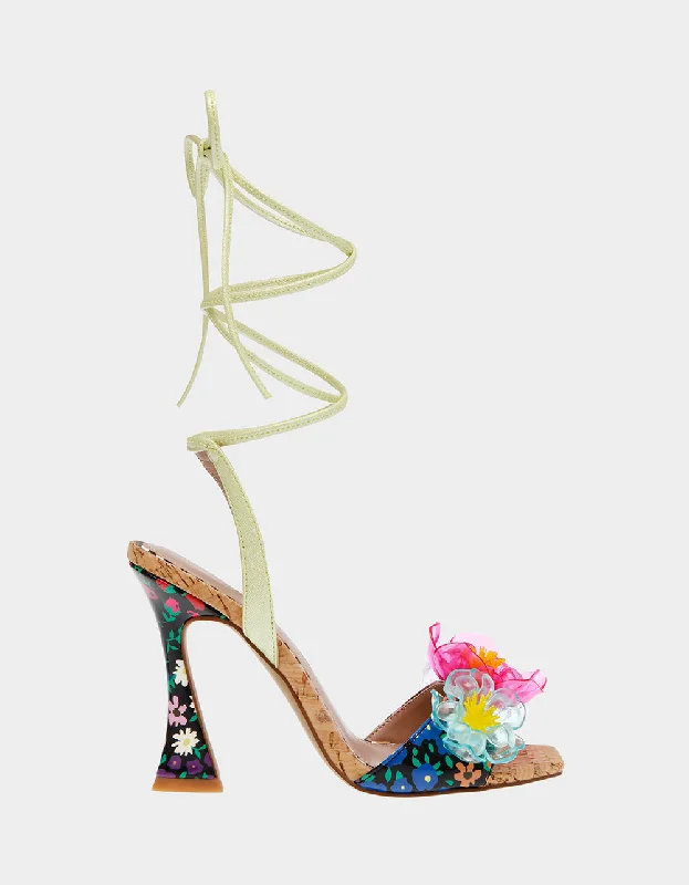 Versatile Heeled Sandals for Any Occasion---DELANY GREEN MULTI | RE:LUV