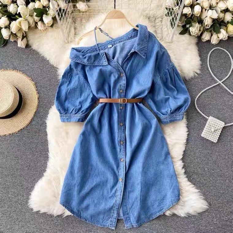 Best denim dresses for tall petite--What new and what's shop-Mathews Denim Dress with Belt