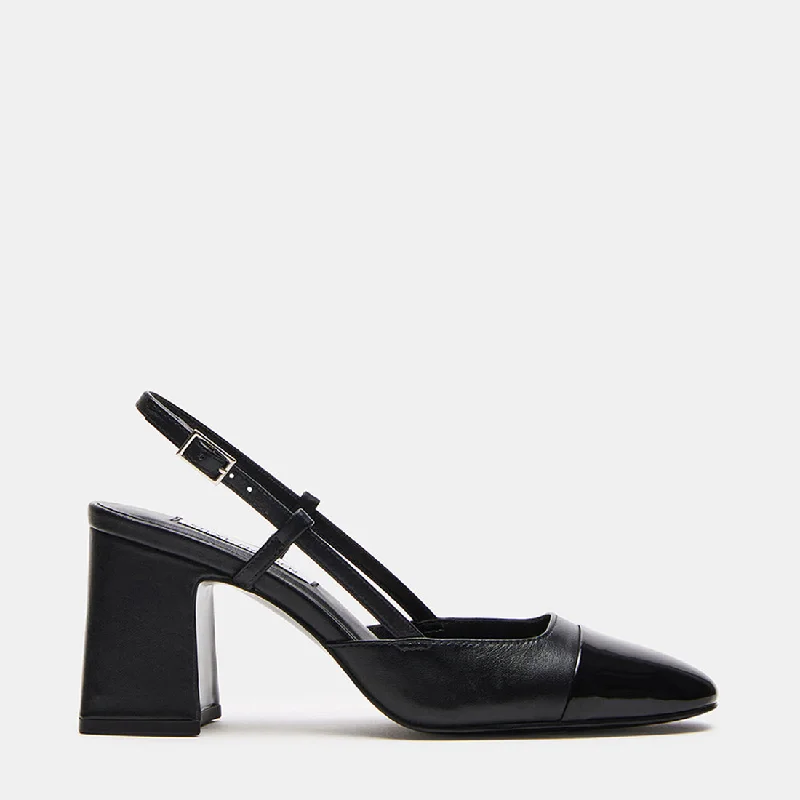 BECKA BLACK LEATHER---Comfortable Leather Pumps for Office and Everyday Wear