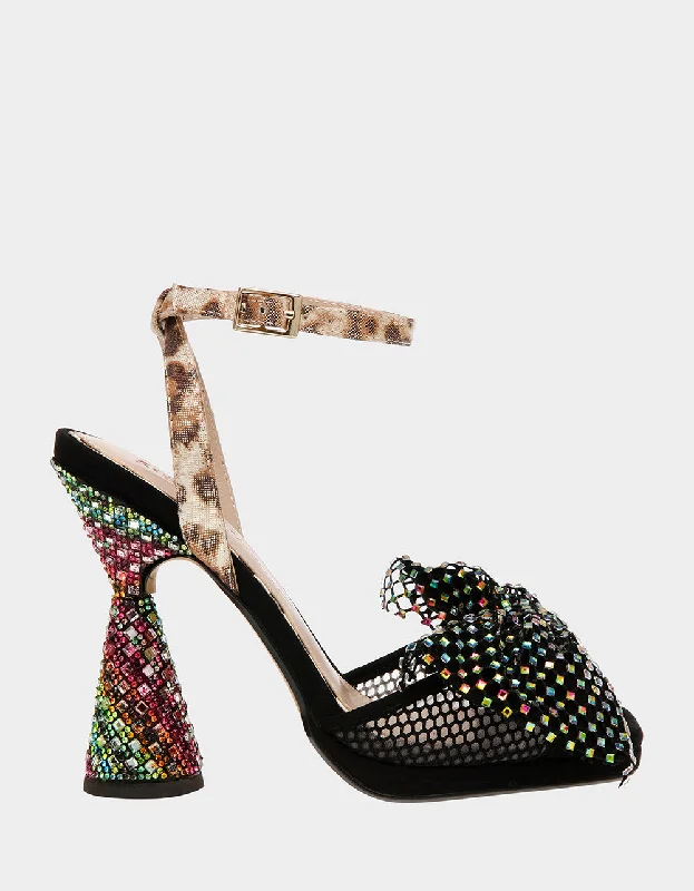 Stiletto Heel Pumps with Perfect Fit--AISHA BLACK MULTI-Fashionable & Classic