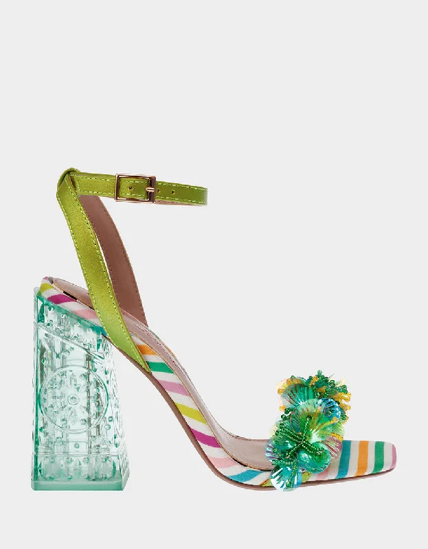 Versatile Heeled Sandals for Any Occasion---QUINTA GREEN MULTI | RE:LUV