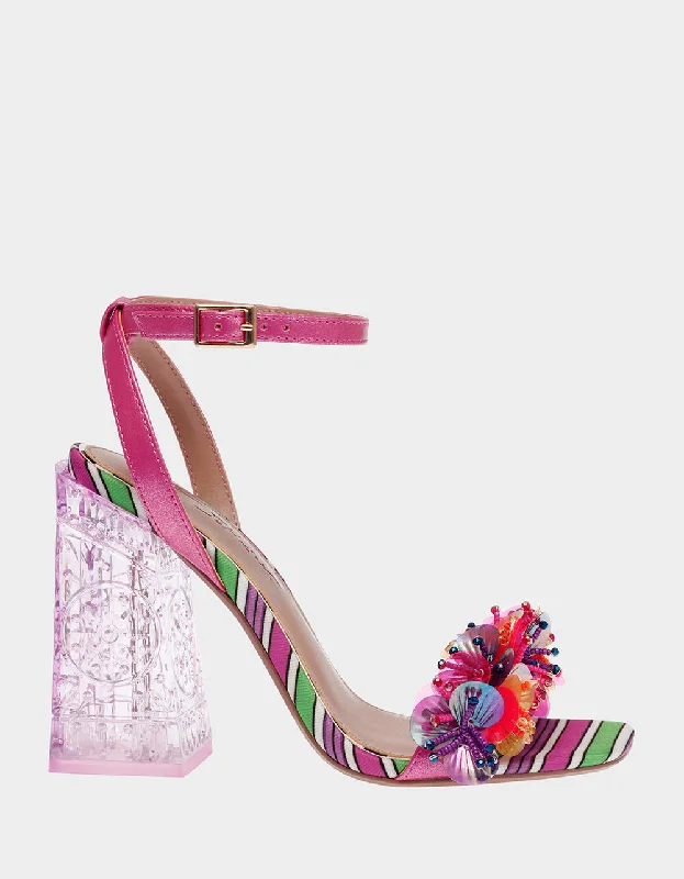 Versatile Heeled Sandals for Any Occasion---QUINTA PINK MULTI | RE:LUV