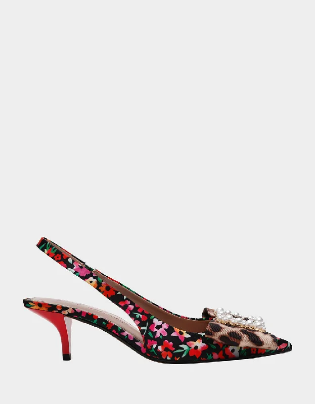 Stiletto Heel Pumps with Perfect Fit--BIRDY BLACK DITSY FLORAL-Fashionable & Classic