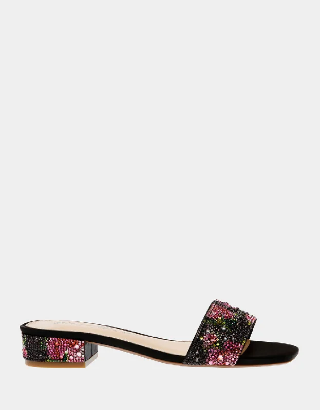 Stiletto Heel Pumps with Perfect Fit--SUNNY BLACK PINK FLORAL-Fashionable & Classic