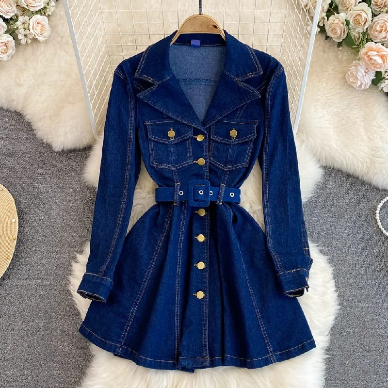 How to style denim dress over 60--When shop and with-Sylvie Denim Dress