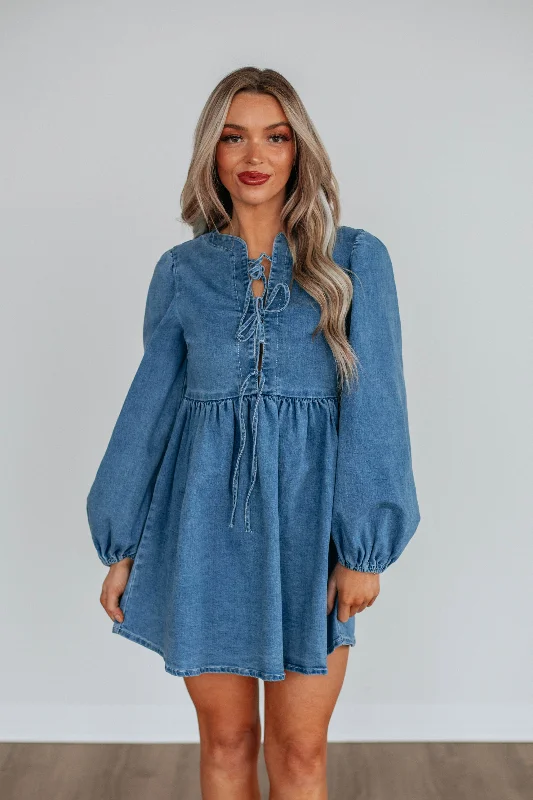 Best denim dresses for large bust--Which best is dress sale-Paisley Denim Dress