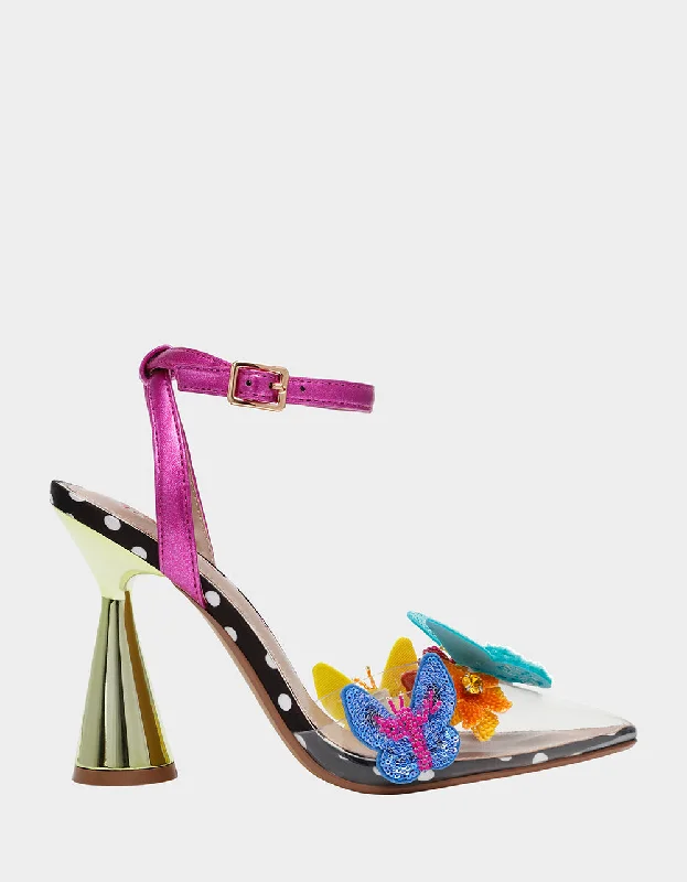 Stiletto Heel Pumps with Perfect Fit--KAMILLA BLACK MULTI-Fashionable & Classic