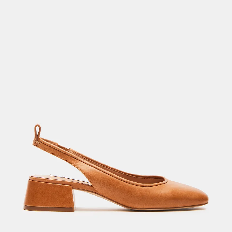 SMITTEN TAN LEATHER---Comfortable Leather Pumps for Office and Everyday Wear