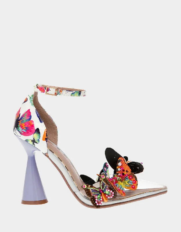 Stiletto Heel Pumps with Perfect Fit--GIDELLE WHITE MULTI-Fashionable & Classic