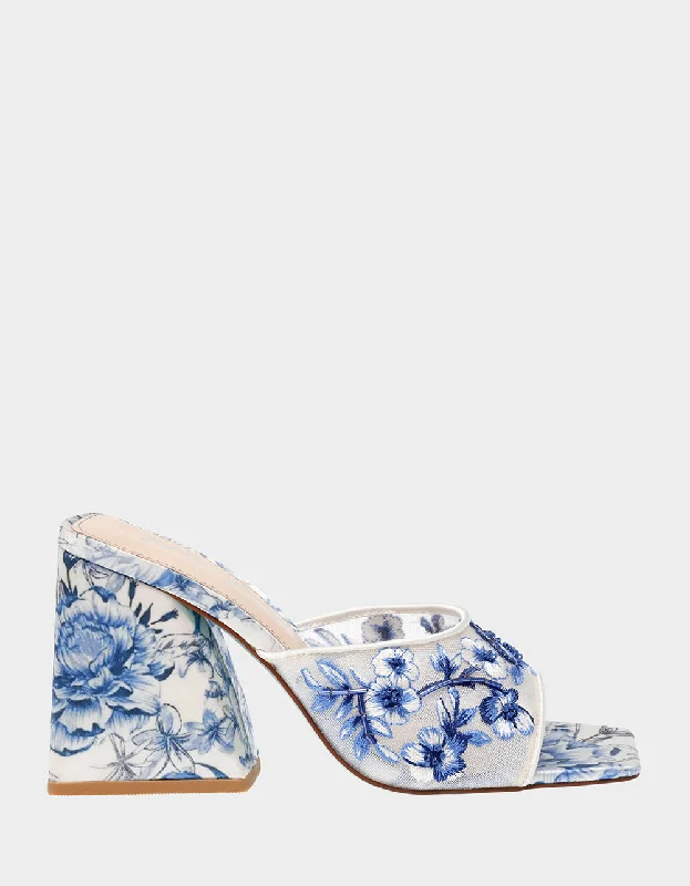 Stiletto Heel Pumps with Perfect Fit--ROO BLUE FLORAL-Fashionable & Classic