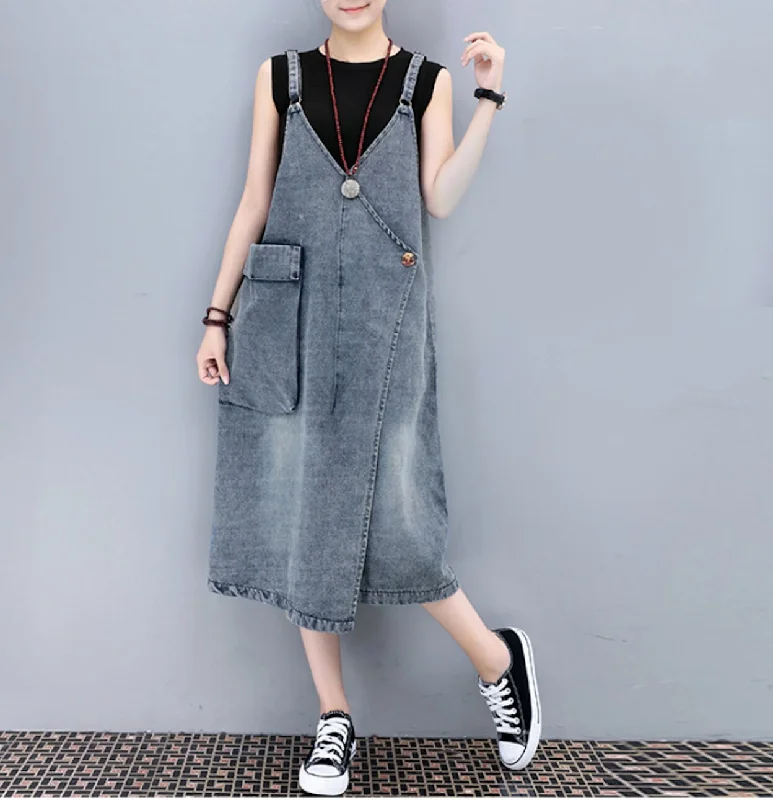 Denim dress with contrast yoke--Does sale has the fit-Womens Denim Dress with Pocket