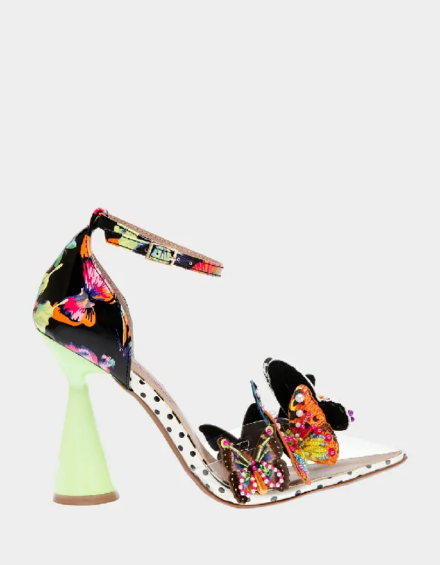 Stiletto Heel Pumps with Perfect Fit--GIDELLE BLACK MULTI-Fashionable & Classic