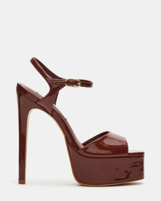 Versatile Heeled Sandals for Any Occasion---COLOGNE BROWN PATENT