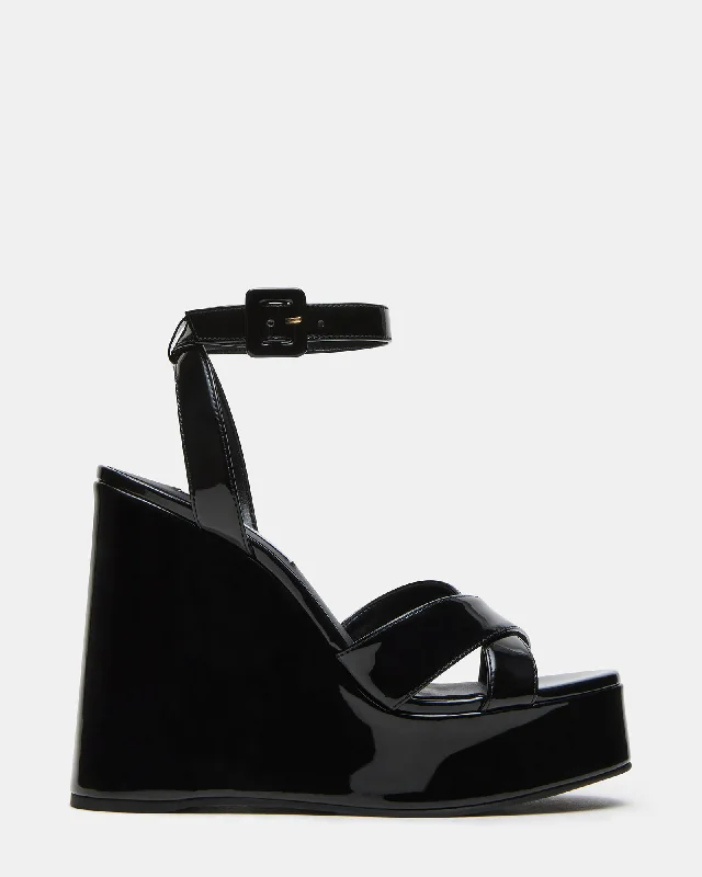 Versatile Heeled Sandals for Any Occasion---PINNACLE BLACK PATENT