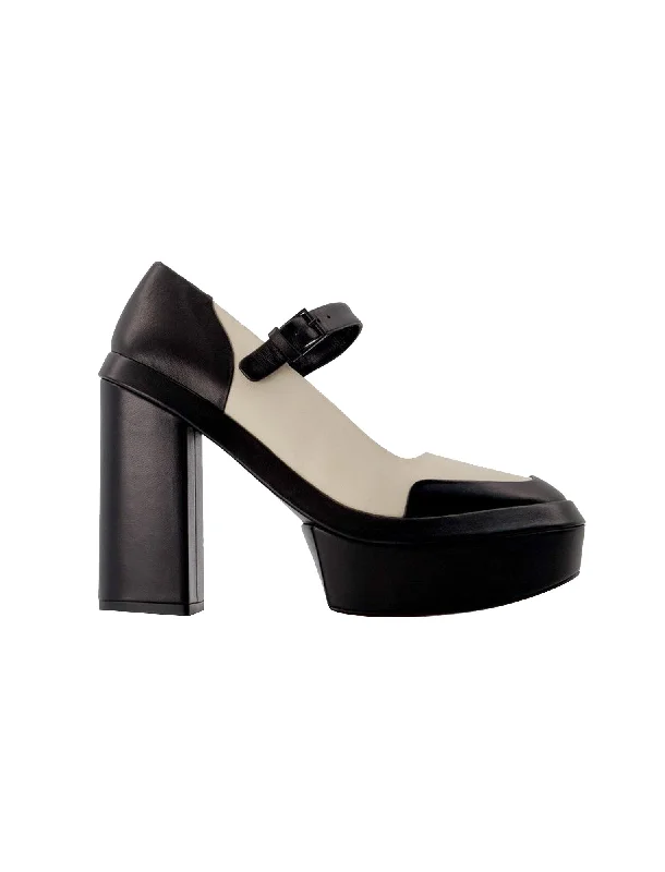 Juna Pumps in Black Leather---Comfortable Leather Pumps for Office and Everyday Wear