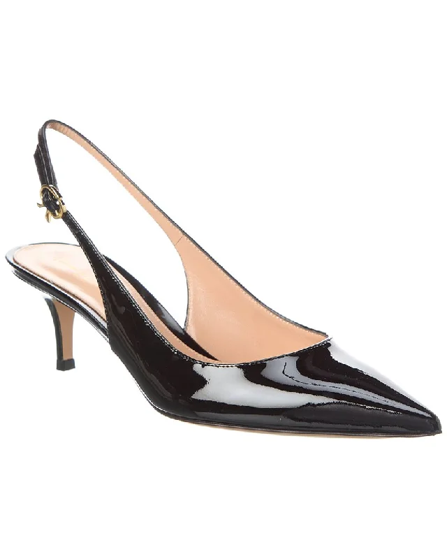 Sleek and Shiny Patent Pump Heels for a Polished Look--Gianvito Rossi Ribbon Sling 55 Patent Slingback Pump