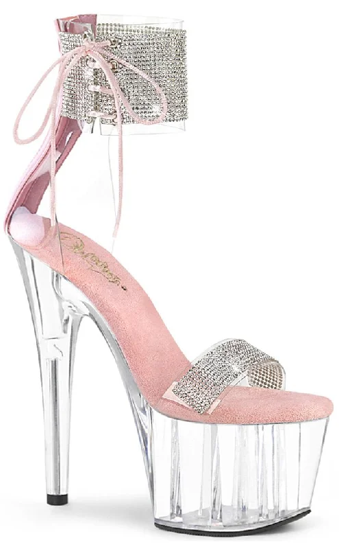 Affordable Rhinestone Pumps for a Dazzling Look---ADORE-727RS Clear & Baby Pink Rhinestone Heels