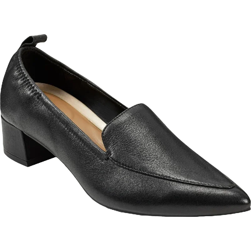 Trendy Chunky Heel Pumps for Casual Wear--Aerosoles Womens Galloway Leather Pointed Toe Loafer Heels