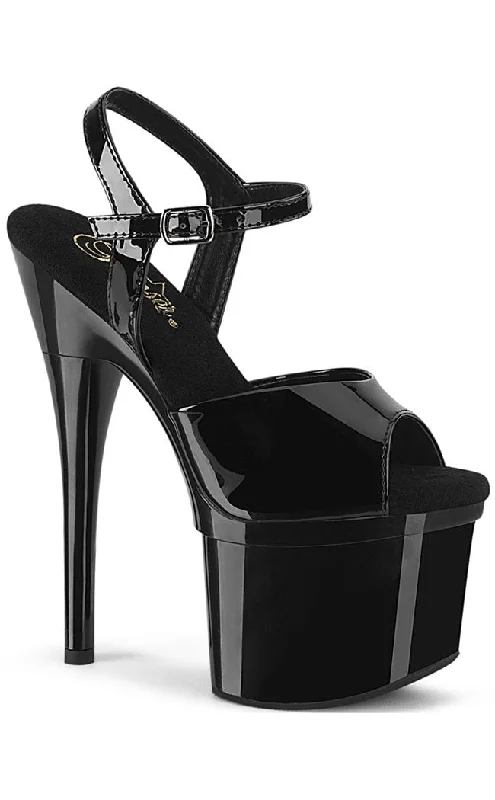 Sleek and Shiny Patent Pump Heels for a Polished Look--ESTEEM-709 Black Patent Platform Heels