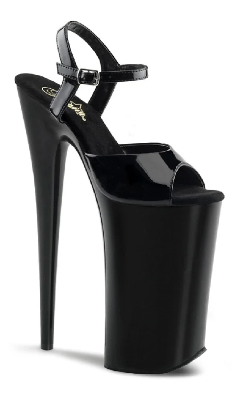 Sleek and Shiny Patent Pump Heels for a Polished Look--BEYOND-009 Black Patent 10 Inch Heels