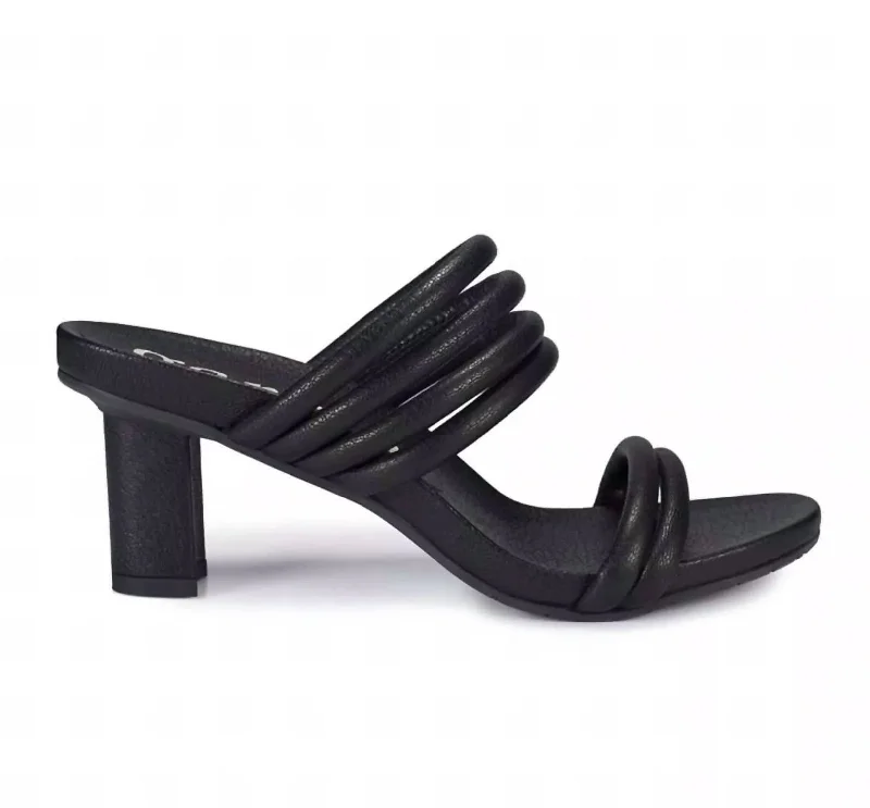 Versatile Heeled Sandals for Any Occasion---Women's Clover Heels In Black Pebble Nappa