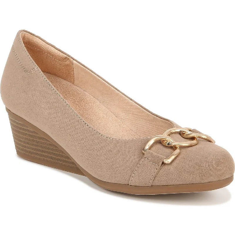 Affordable Suede Ankle Pumps for All-Day Wear--Dr. Scholl's Shoes Womens Be Adorned Faux Suede Slip-On Wedge Heels