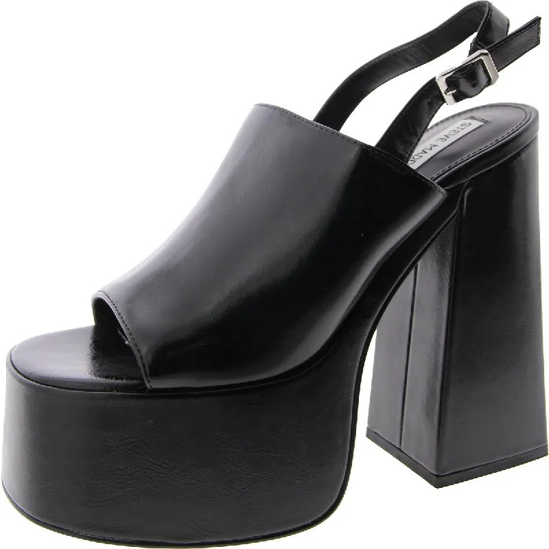 Stylish Open Toe Heels for Summer--Steve Madden Womens Gadget Faux Leather Open Toe Platform Heels