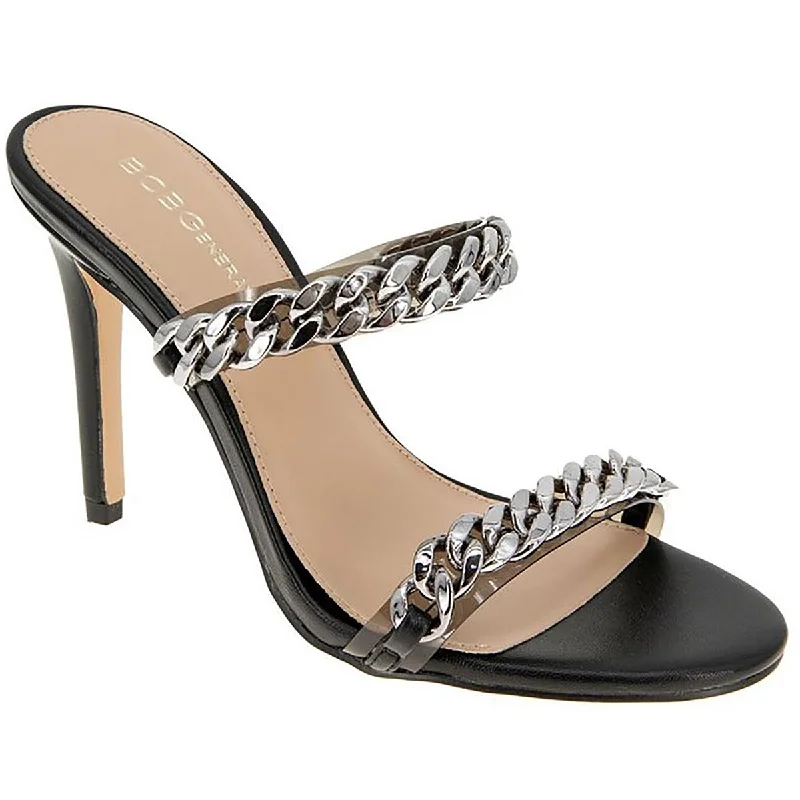 Versatile Heeled Sandals for Any Occasion---BCBGeneration Womens Jesta Chain Slip-On Slide