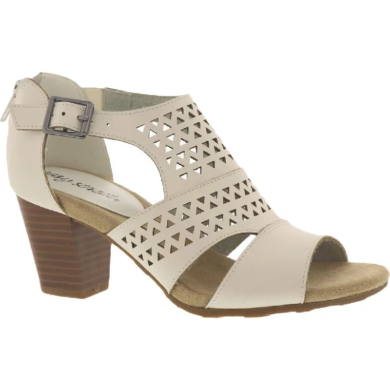 Versatile Heeled Sandals for Any Occasion---Adara Womens Laser Cut Perforated Heels