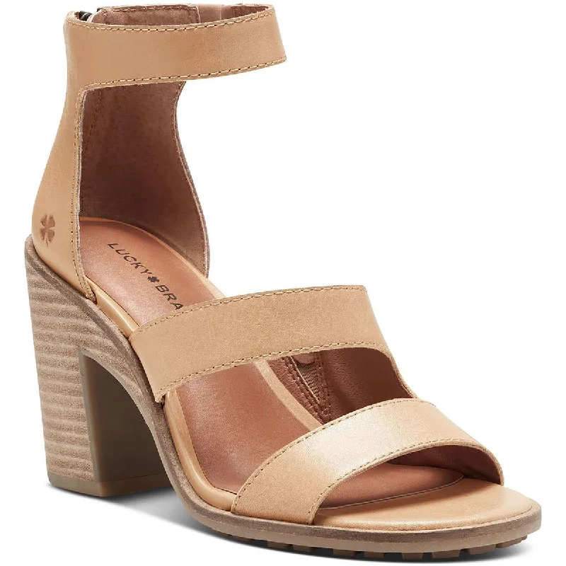 Stylish Ankle Strap Heels for Women--Lucky Brand Womens Valka Leather Stretch Ankle Strap