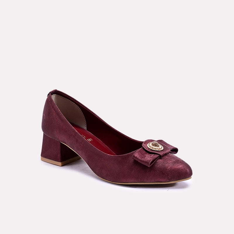 Zeenia Maroon Fancy Heel Pumps 0431181