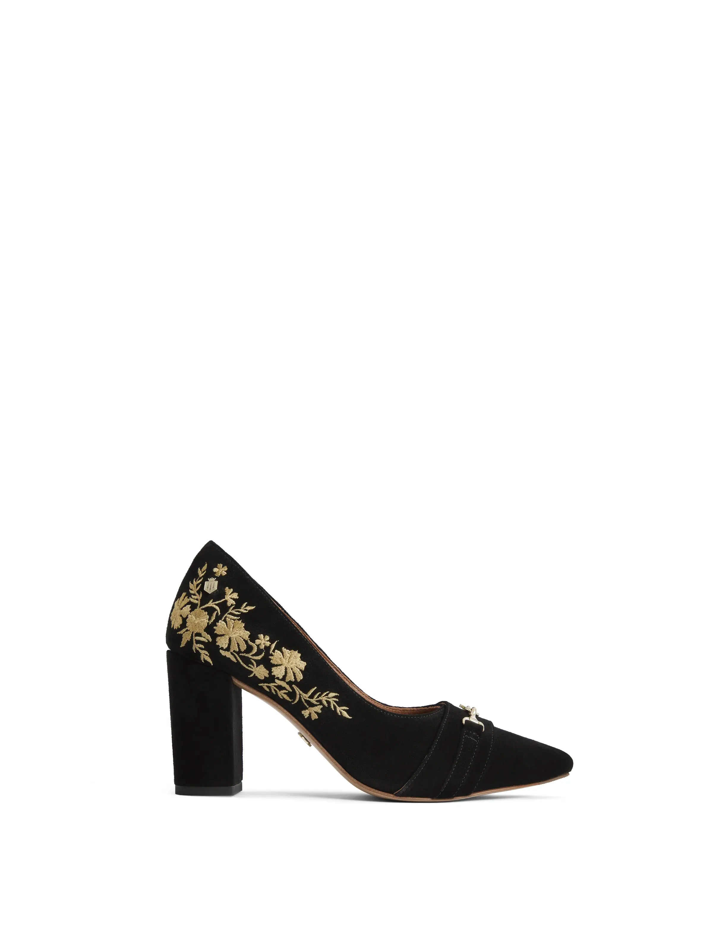 Versatile Heeled Sandals for Any Occasion---Chantilly - Black & Embroidery