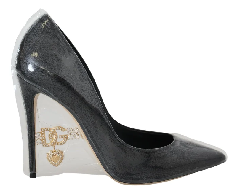 Versatile Dress Heels for Formal and Casual Wear---Dolce & Gabbana Elegant Black Gold Detail Heels Pumps