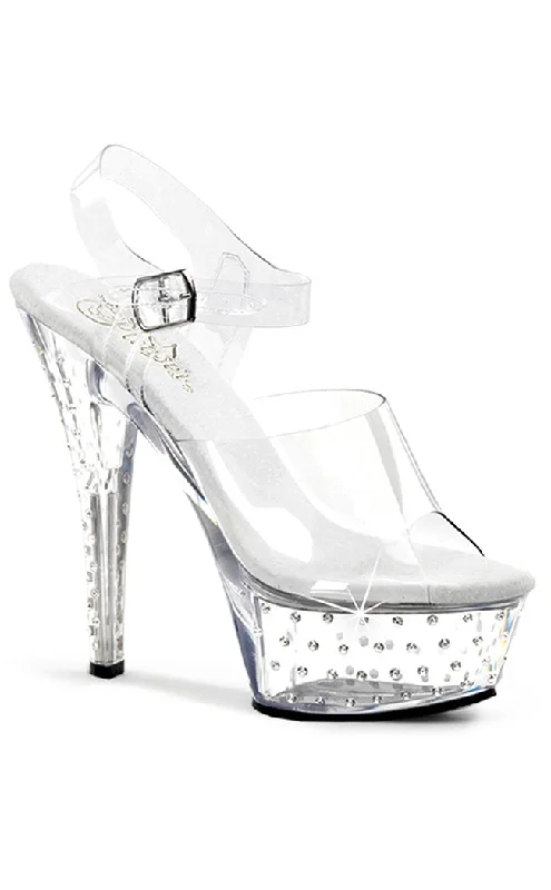 Stylish Platform Heels for Extra Height--STARDUST-608 Clear Platform Heels