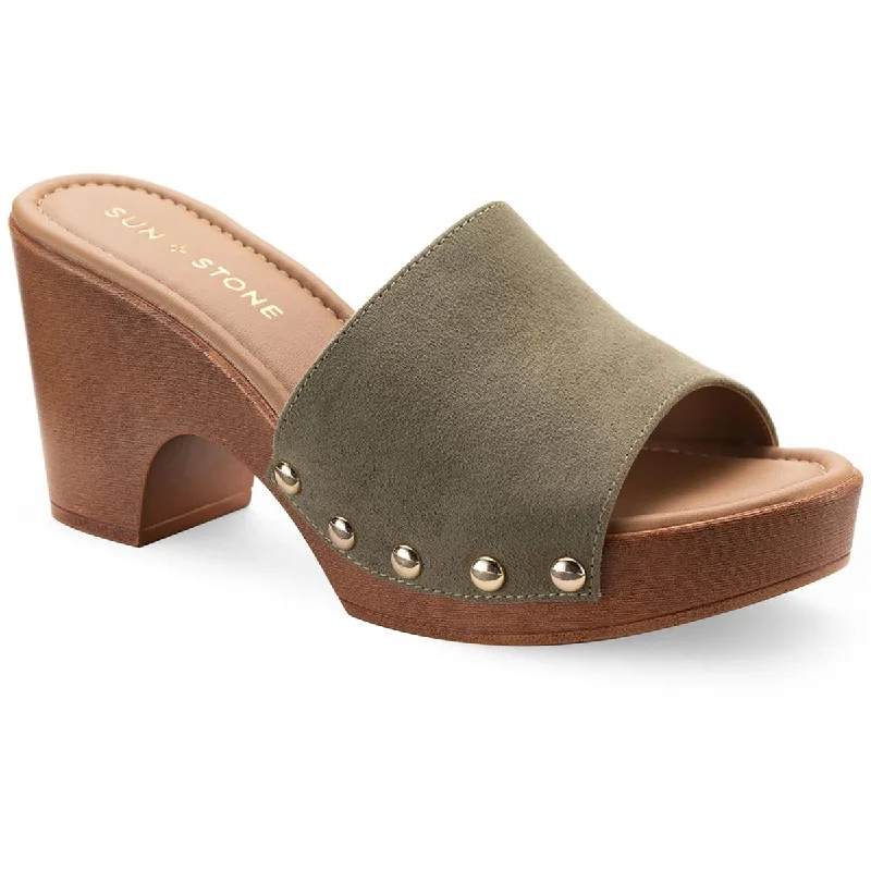 Stylish Open Toe Heels for Summer--Sun + Stone Womens ALINA Leather Open Toe Clogs