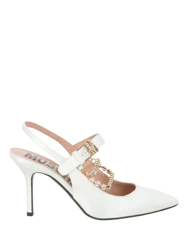 Affordable Rhinestone Pumps for a Dazzling Look---Moschino Womens Rhinestone-Embellished Pumps