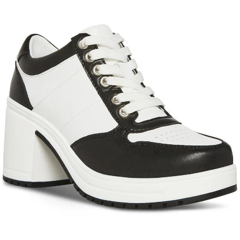 Trendy Chunky Heel Pumps for Casual Wear--Madden Girl Womens Vida Faux Leather Lace-Up Block Heels