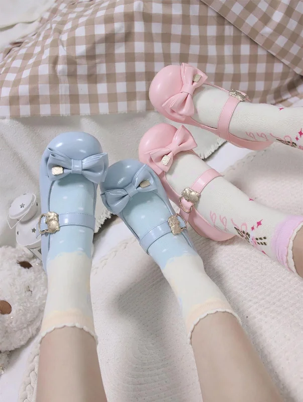 Sheep Puff~Mikko Hug~Sweet Lolita Shose Round Toe Lolitta Heels Butterfly Bow---Charming Bow Pumps for a Cute and Stylish Look