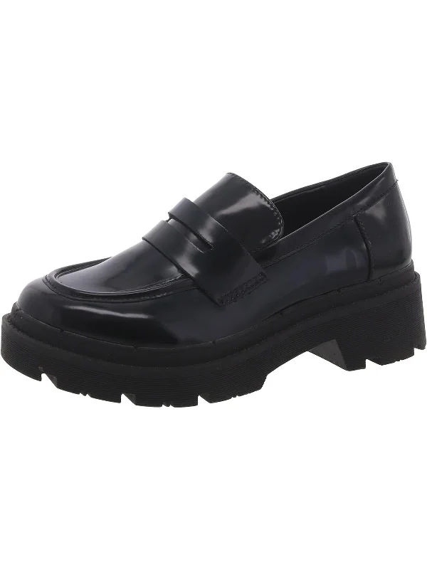 School Womens Leather Slip-On Platform Heels---Comfortable Leather Pumps for Office and Everyday Wear