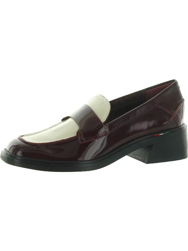 Sleek and Shiny Patent Pump Heels for a Polished Look--Gabriella Womens Patent Leather Square Toe Loafer Heels