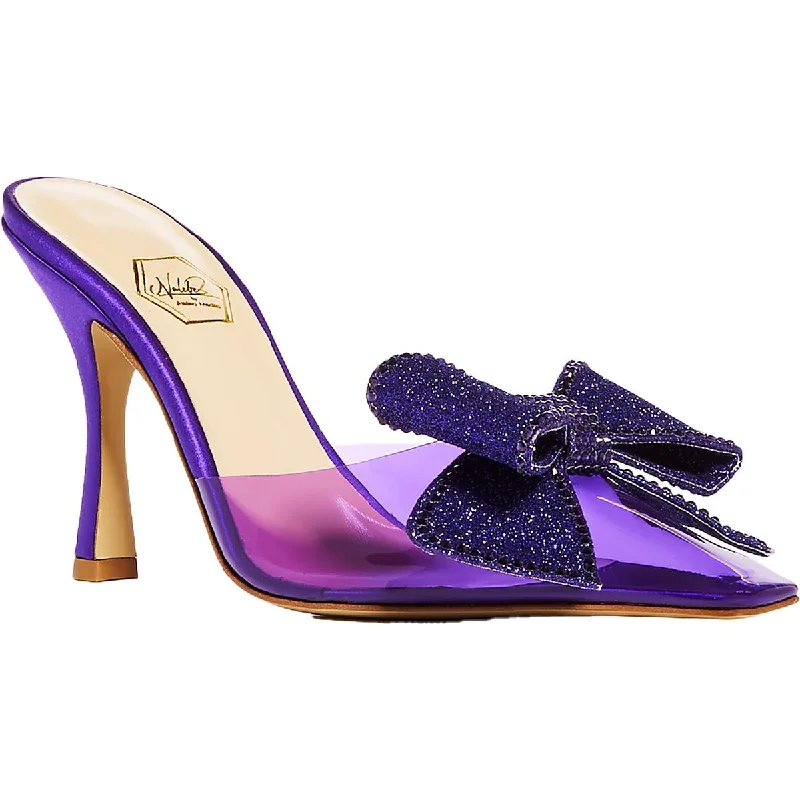 Stylish Slip-On Pumps for Quick Elegance---Nalebe Womens Dimante Mule Bow Slip On Mules