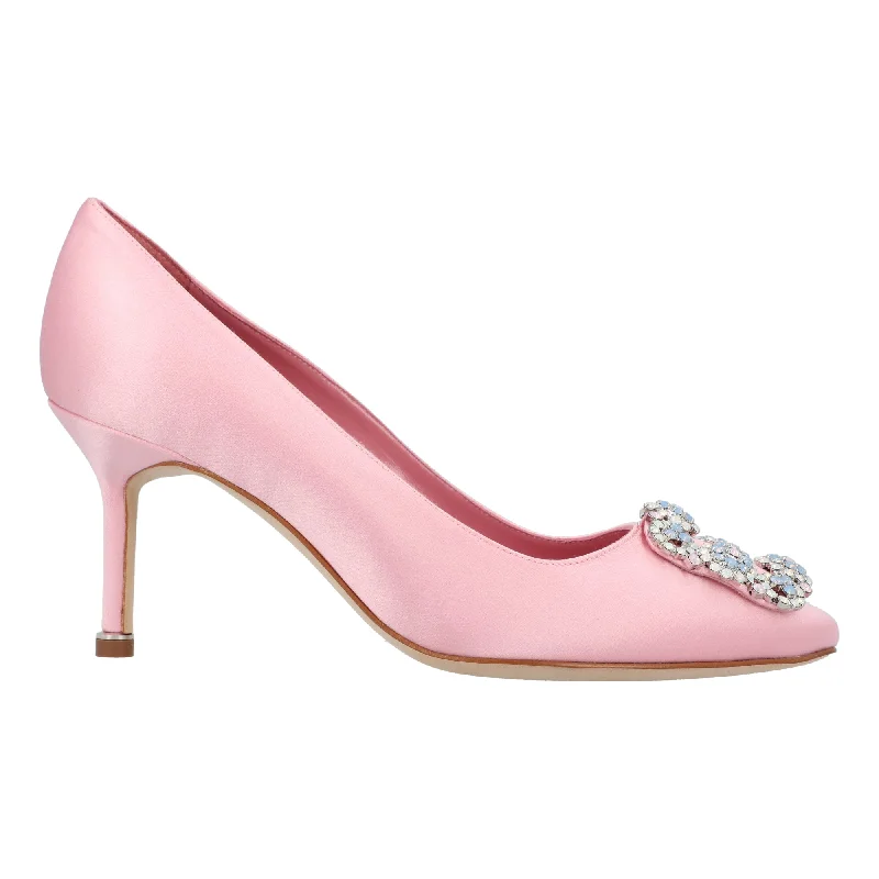 Versatile Heeled Sandals for Any Occasion---Manolo Blahnik Hangisi 070 Pump Pink