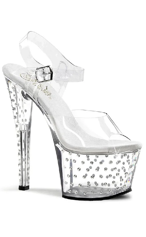 Stylish Platform Heels for Extra Height--STARDUST-708 Clear Platform Heels