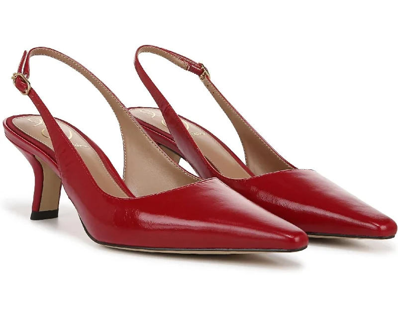 Versatile Heeled Sandals for Any Occasion---Bianka Slingback Pump In Deep Scarlett