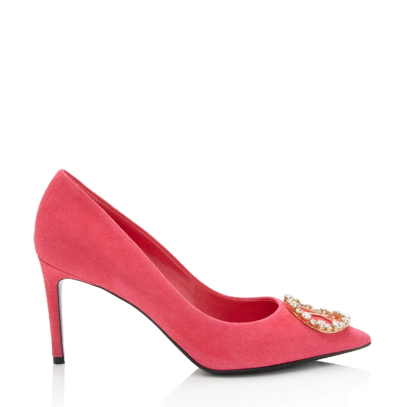 Affordable Suede Ankle Pumps for All-Day Wear--Louis Vuitton Suede Crystal Madeleine Pumps