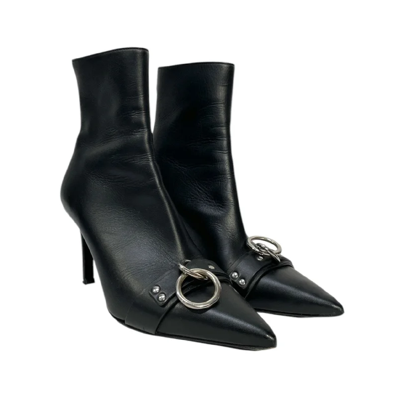 R13/Heels/EU 38/Leather/BLK/SILVER LOOPS---Comfortable Leather Pumps for Office and Everyday Wear